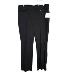 Women Sag Harbor Black Millennium Pants Rayon Blend Gold Button Accents Size 12